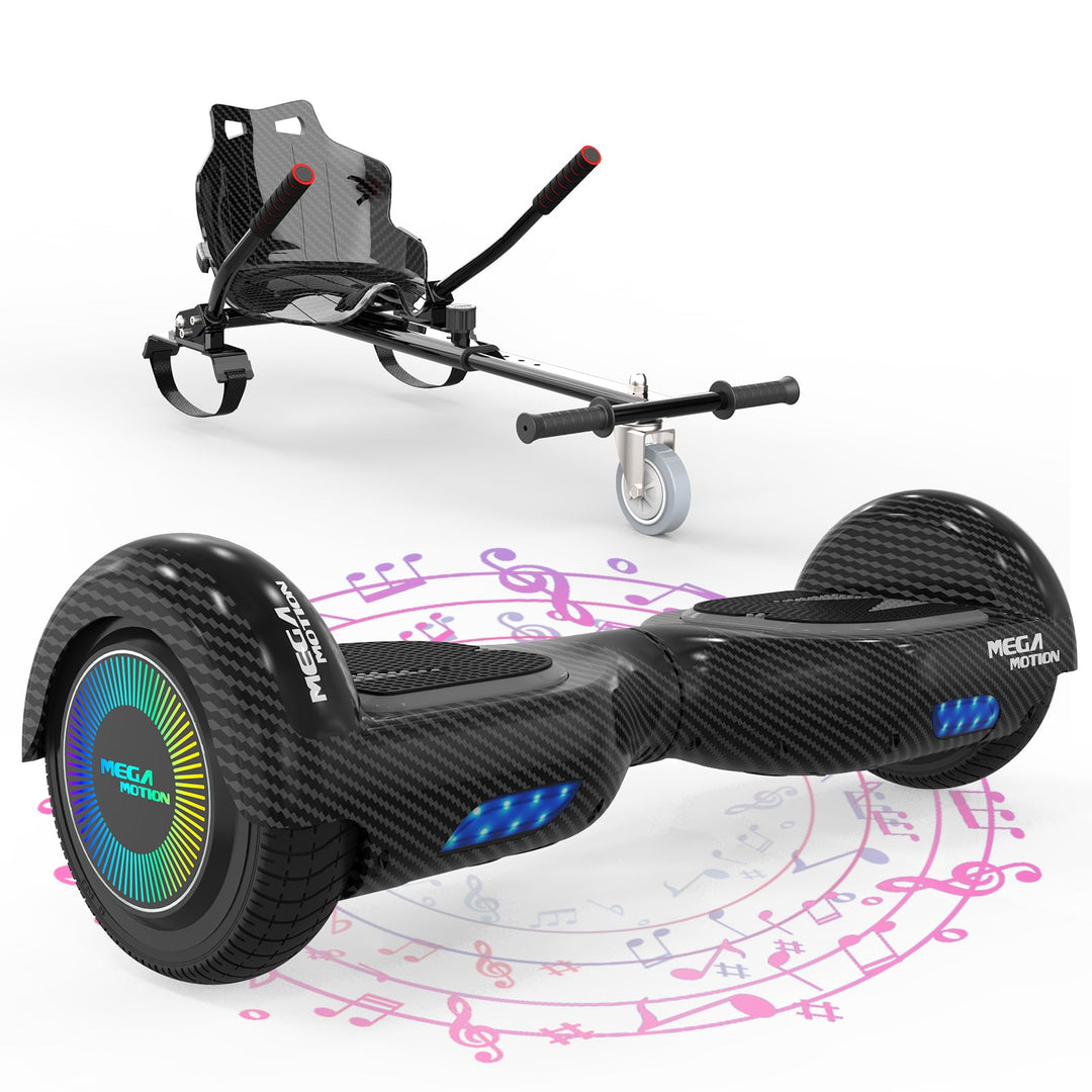 MEGAMOTION A03 Hoverboard with Go-Kart Combo (Black)