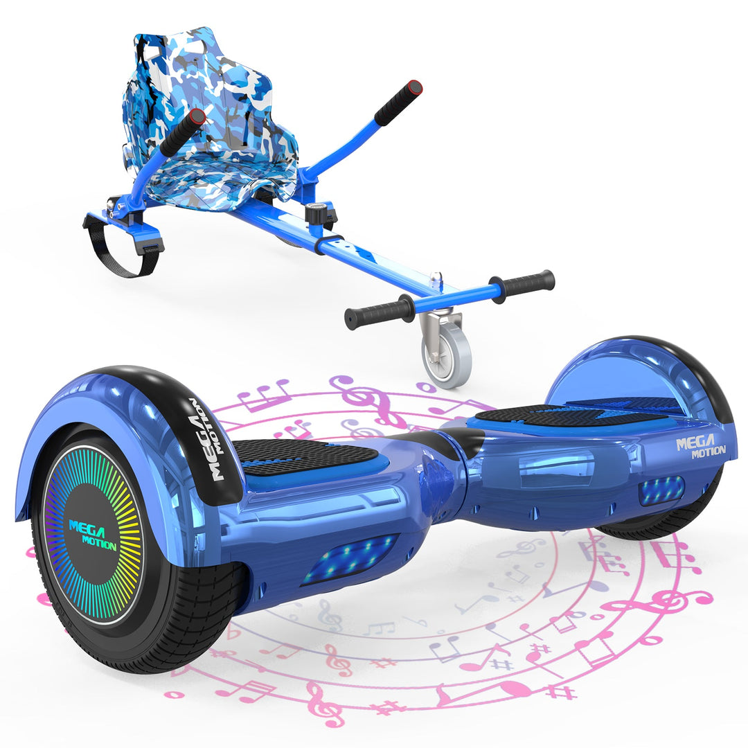 MEGAMOTION A03 Hoverboard with Go-Kart Combo (Blue)