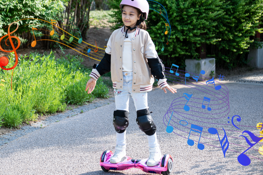 MEGAMOTION Hoverboard - Images of a happy little girl riding a hoverboard