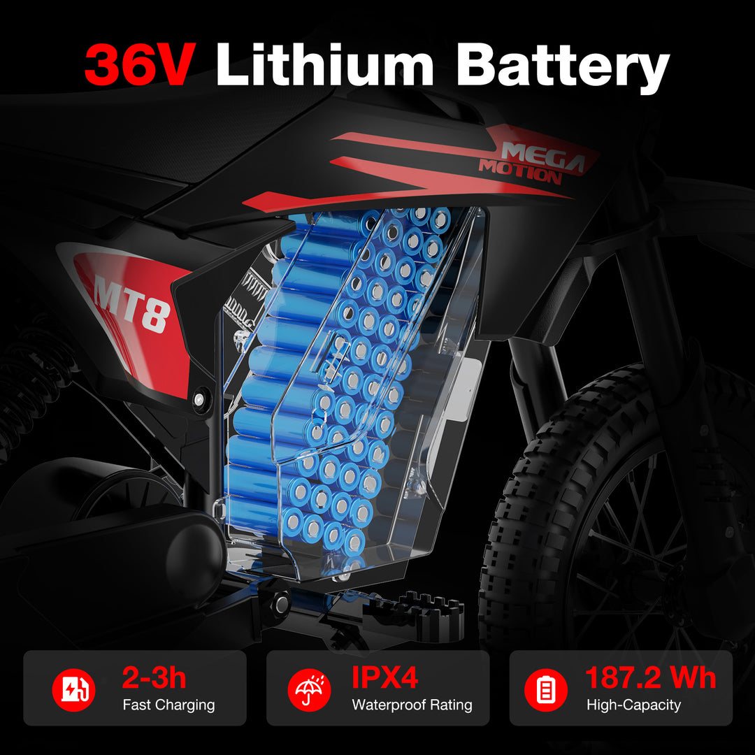 MEGA MOTION MT8 kids electric motorcycle with 36V battery image